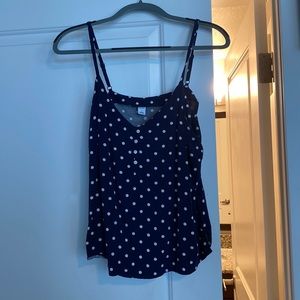 Navy blue polka dot tank top